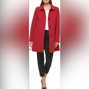 Tommy Hilfiger Women's Vibrant Red Pea Coat